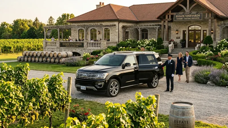 Ford Expedition Max SUV luxury chauffeured wine tour at Niagara vineyard